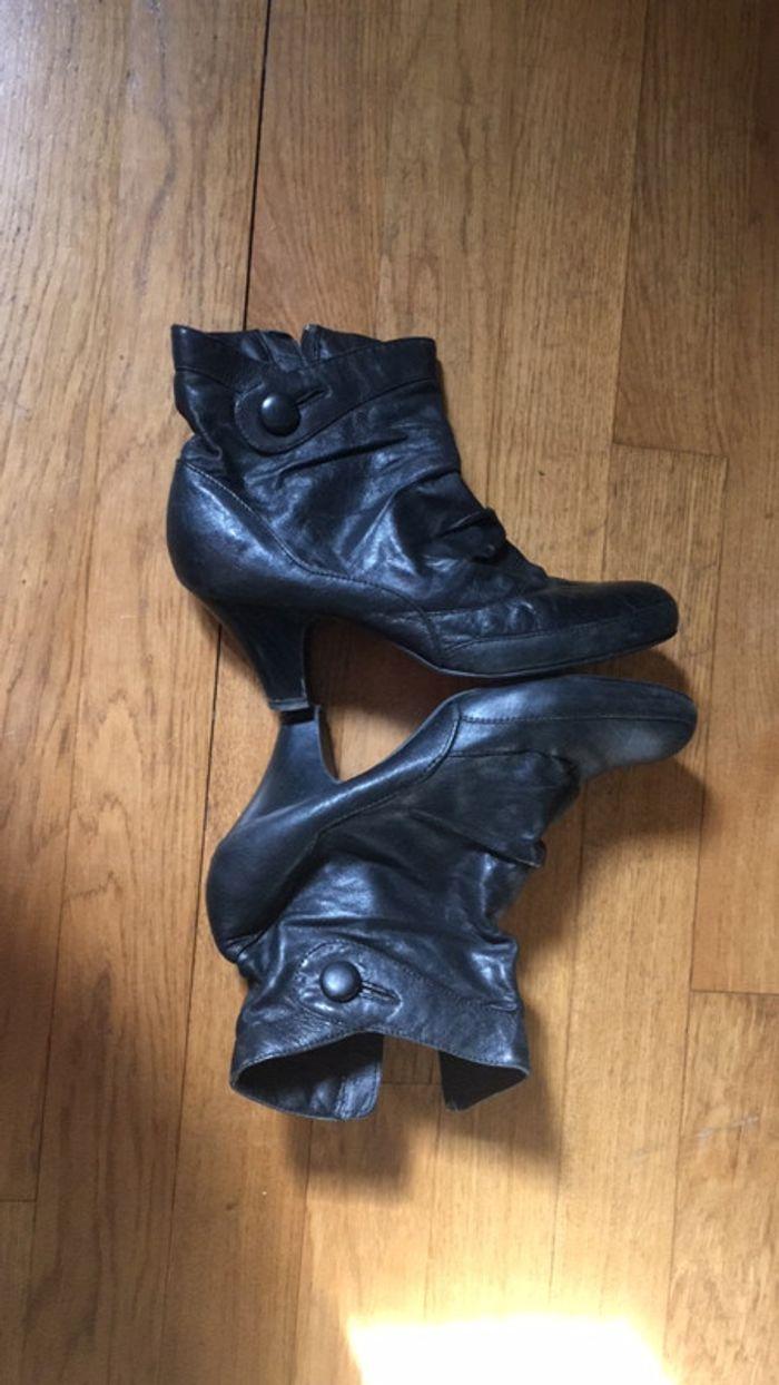 Bottines cuir noires promod - photo numéro 4