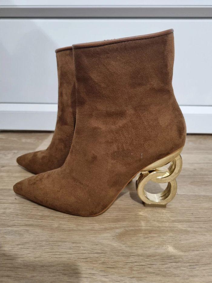 Bottines effet nubuck camel - photo numéro 2