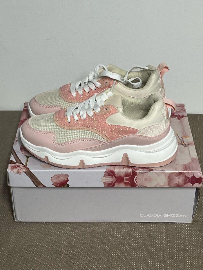 #ClaudiaGhizzani#  Basket femme a lacet 👩  Taille 37 Couleur rose/blanche/beige - photo numéro 2