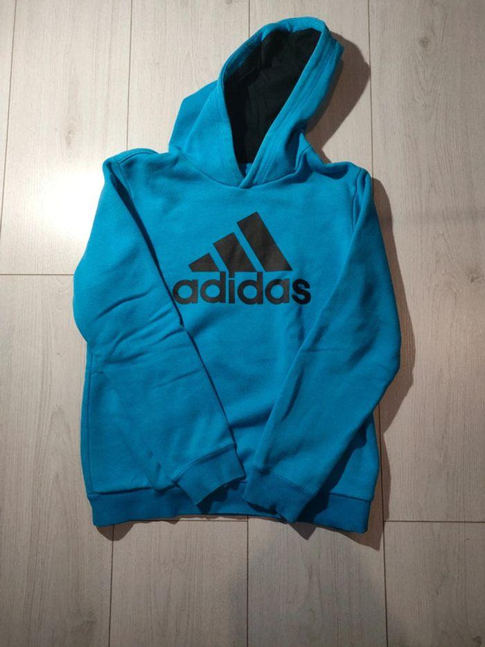 Sweat à capuche bleu adidas - photo numéro 1