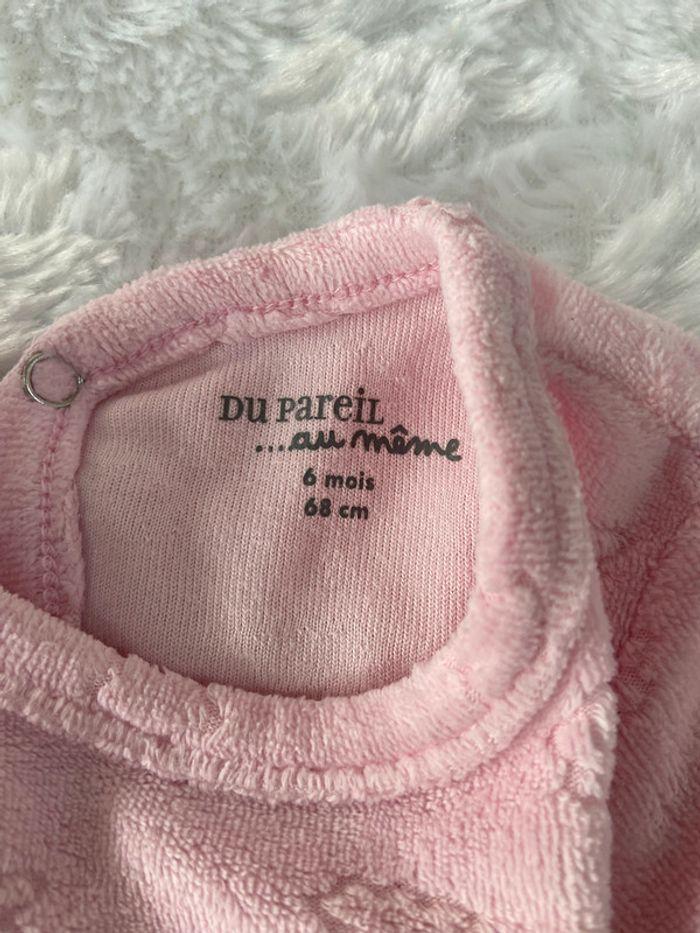 Pyjama grenouillere dors-bien velours rose du pareil au même 6 mois neuf - photo numéro 4