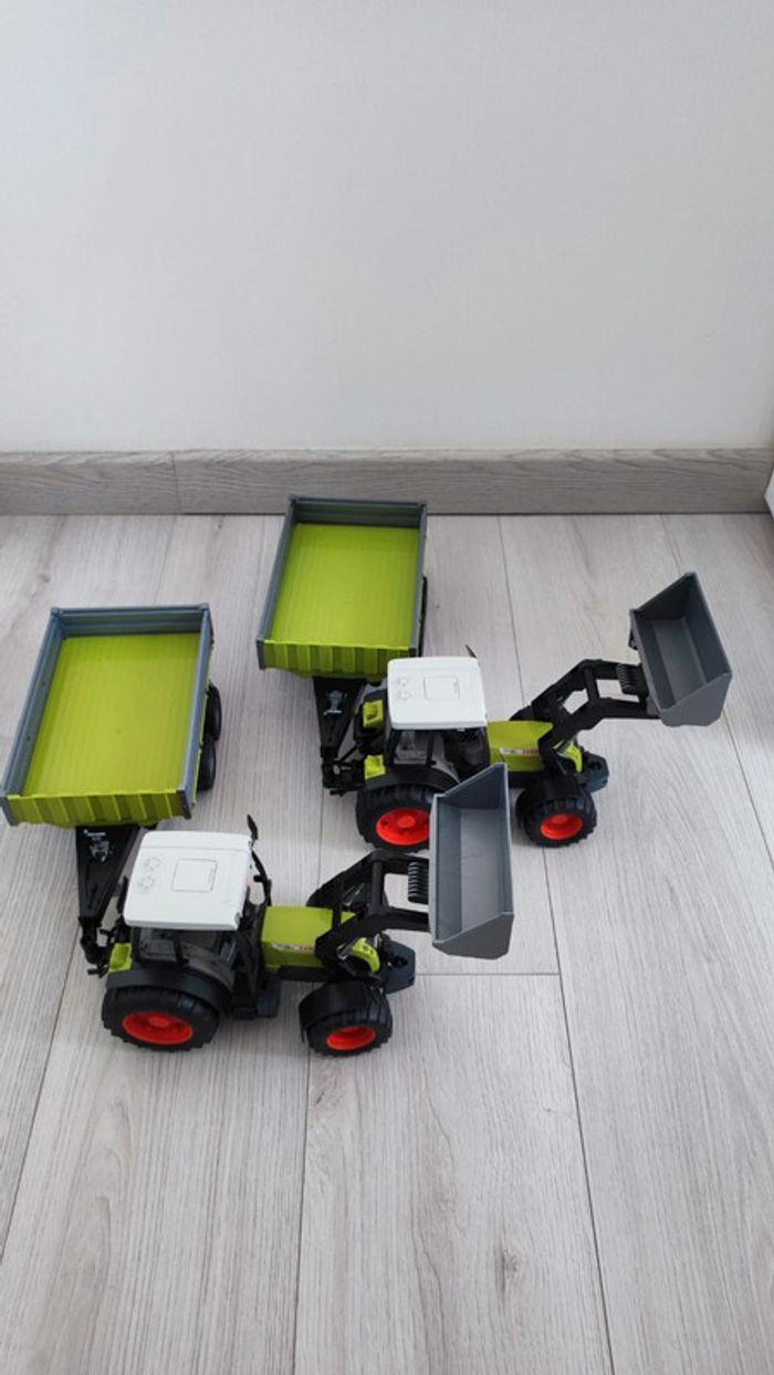 Lot de 2 tracteurs Claas + remorques Bruder - photo numéro 5