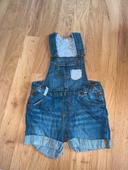 Short salopette en jean 9-12 mois