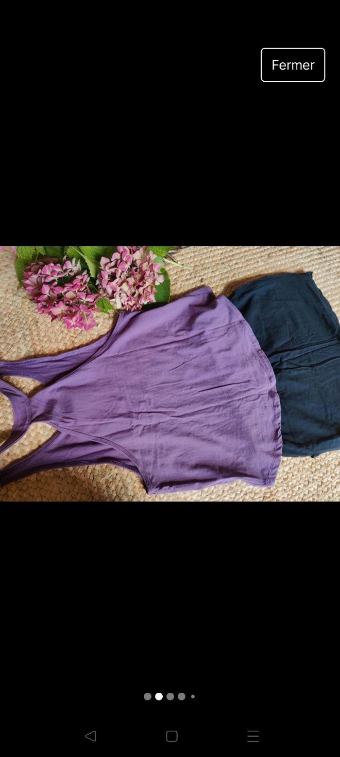 Ensemble Jupe noire Cache cache débardeur asymétrique violet TAO taille 34 XS - photo numéro 2