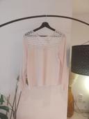 Blouse rose pâle broderie taille m