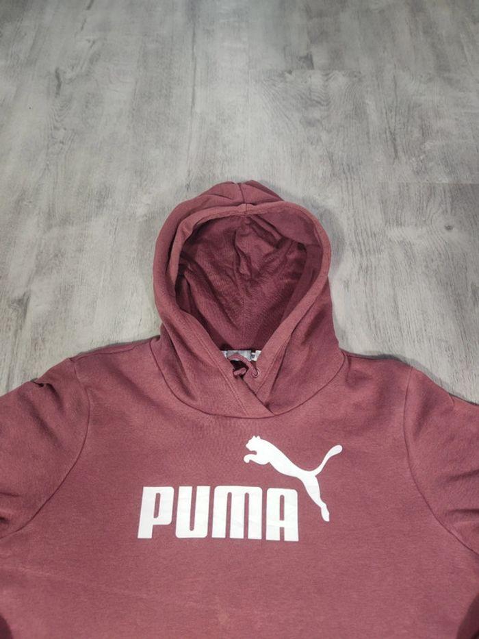 Sweat à Capuche Puma Bordeaux Logo Floqué Blanc Taille XS Homme - photo numéro 2