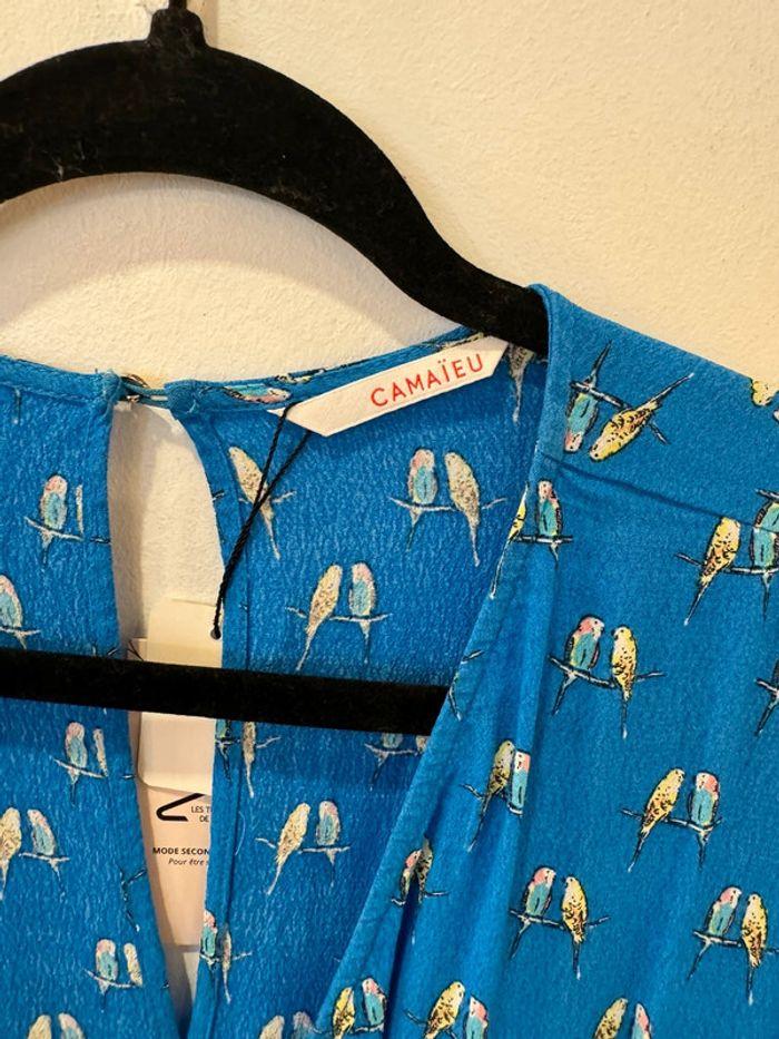 Combishort Camaieu bleu motifs oiseaux Taille 40 - photo numéro 3