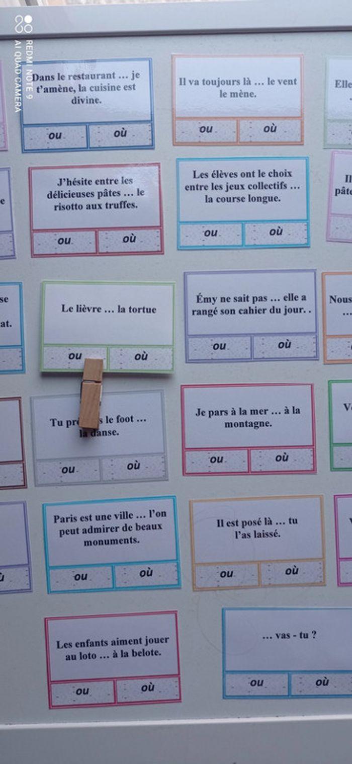 Jeu cartes à pince homophones ou où - photo numéro 1