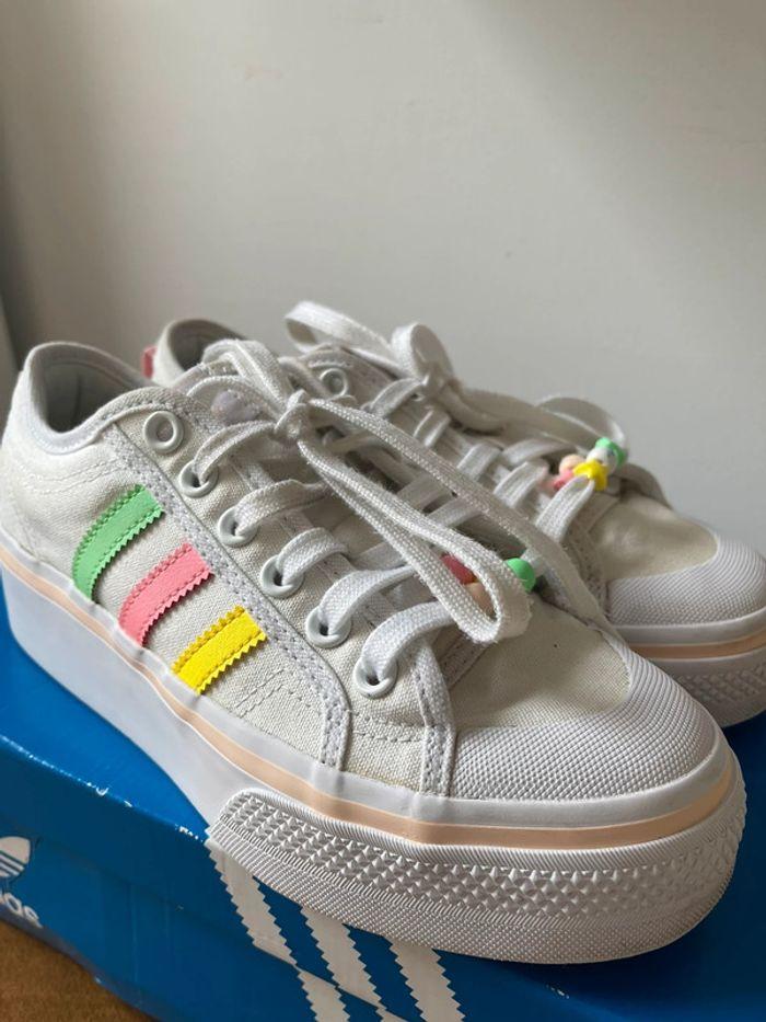 Baskets blanches en toile Nizza Platform Adidas Originals taille 38 2/3 - photo numéro 3