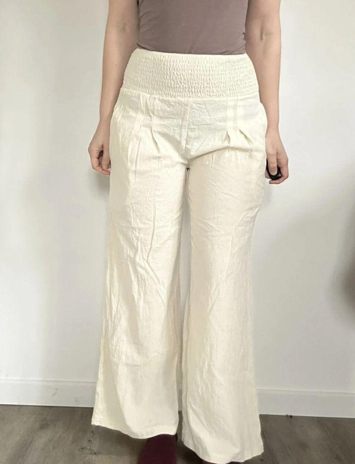 Pantalon large crème taille unique (36/38/40/42) 💖 - photo numéro 1