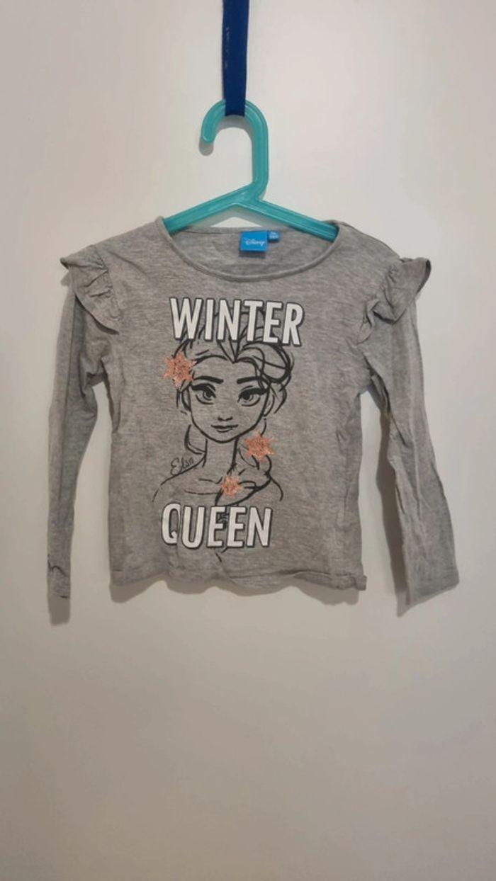 Tee shirt manche longue disney reine des neiges taille 6 ans - photo numéro 1