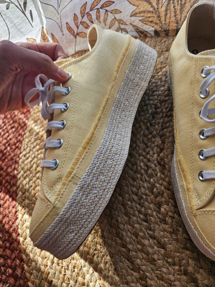 Converse jaune toile semelle corde 42 - photo numéro 4