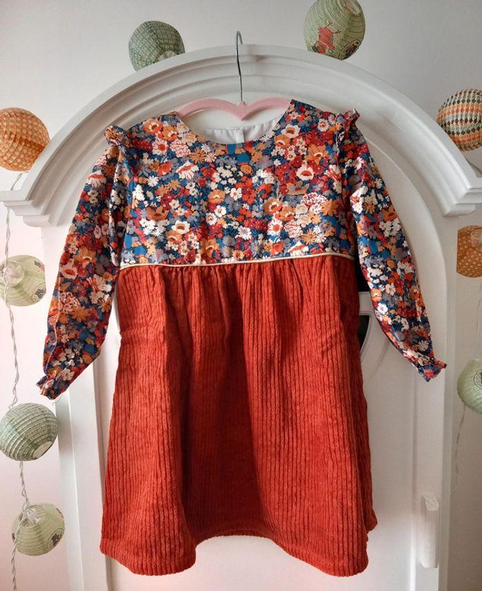 Robe liberty Thorpe et velours terra cotta Couturière 4 ans - photo numéro 1