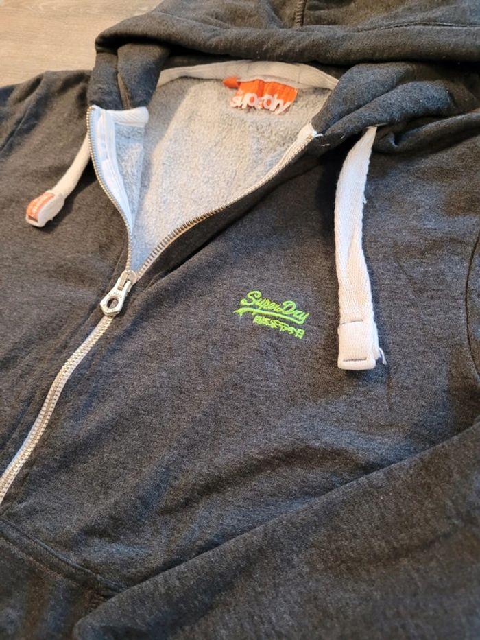 Full-zip à capuche Superdry gris anthracite Taille L Logo brodé - photo numéro 3