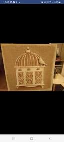 Cadre deco beige oiseau