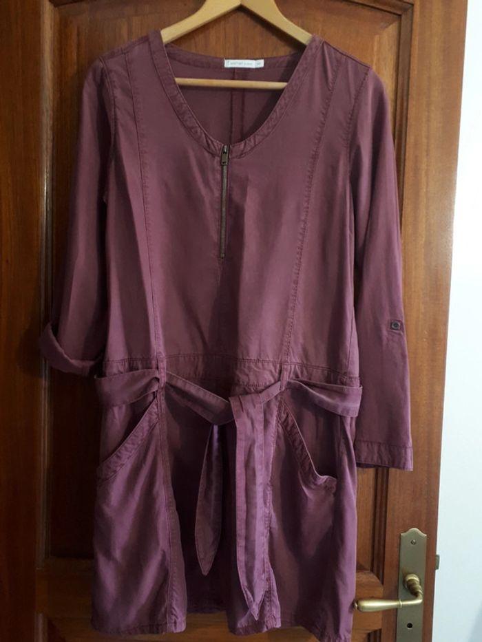 Robe tunique manches longues ajustables prune clair 100% lyocell Gemo 40 neuve - photo numéro 1