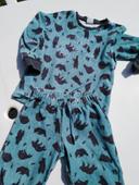 Pyjama polaire garçon hiver animaux noir, bleu 6 ans, chaud, polaire