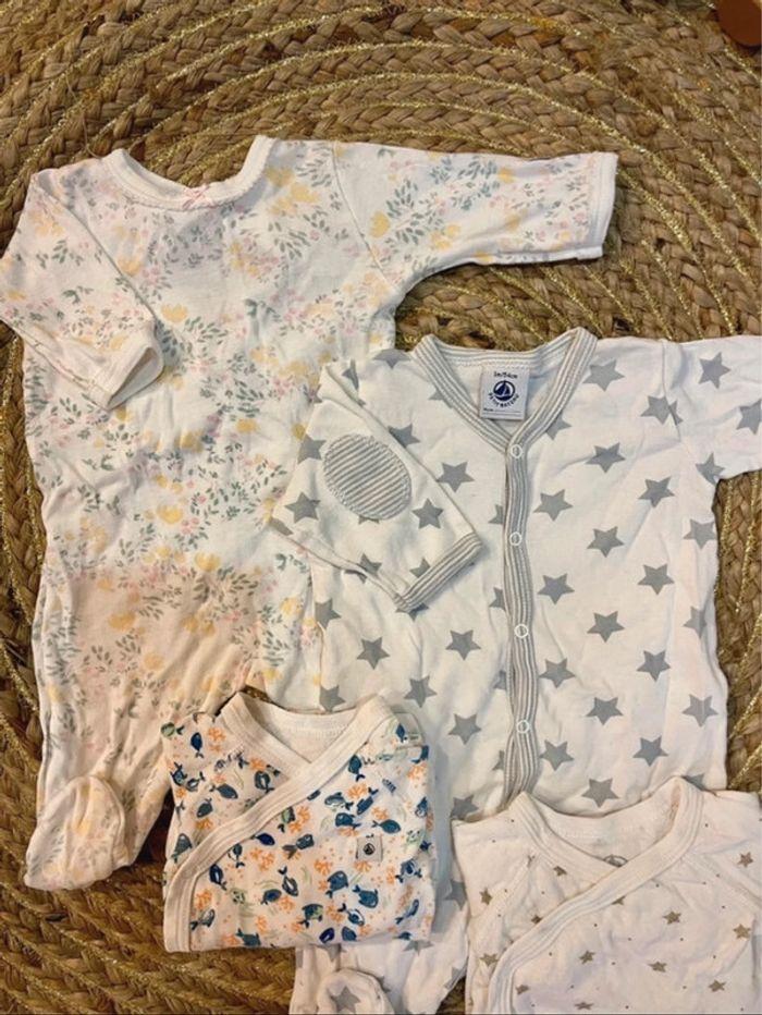 Lot de 2 Pyjamas et 2 Bodies Croisés Petit Bateau - Taille 1 Mois - photo numéro 2