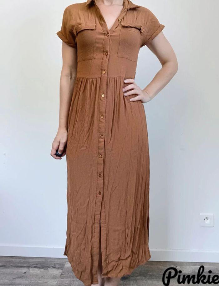 Robe chemise longue marron Pimkie taille 36/38 💖 - photo numéro 2