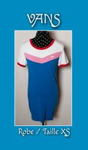 Robe courte chevron bleu turquoise blanc rose rouge Taille XS 34 Vans