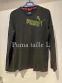 T-Shirt à manches longues noir motif kaki militaire camouflage puma taille L