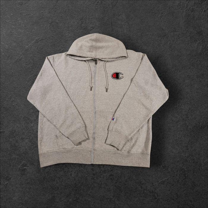 Sweat à capuche Zip Champion USA Taille XL Gris Logo Brodé - photo numéro 2