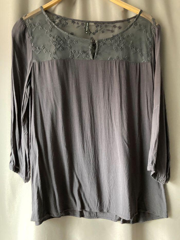 Blouse nafnaf 38 gris bleu - photo numéro 1