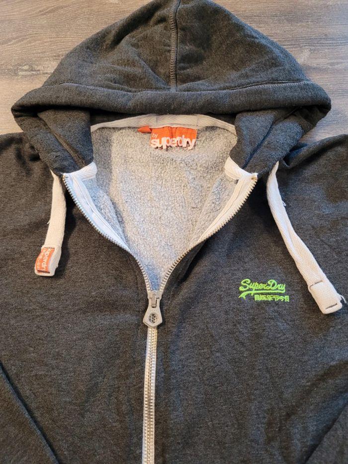 Full-zip à capuche Superdry gris anthracite Taille L Logo brodé - photo numéro 2