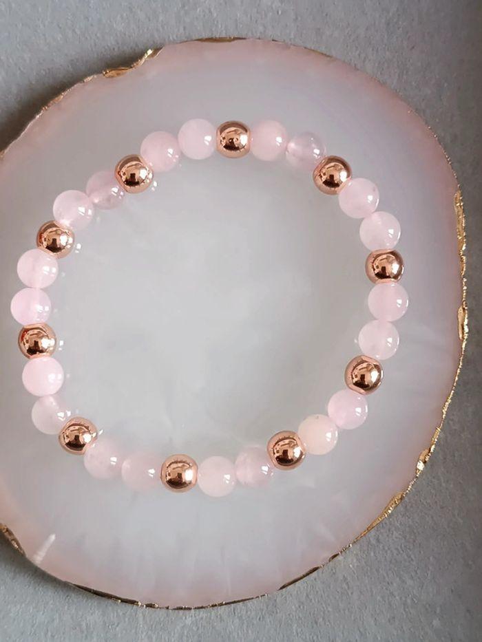 Bracelet en quartz rose et hématites - photo numéro 2