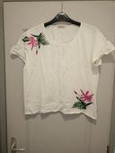 T-shirt Blanc/fleurs roses