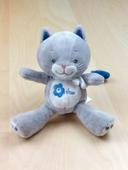 Doudou peluche chat BEBISOL Arthur et Lola gris bleu écharpe étoile TTBE