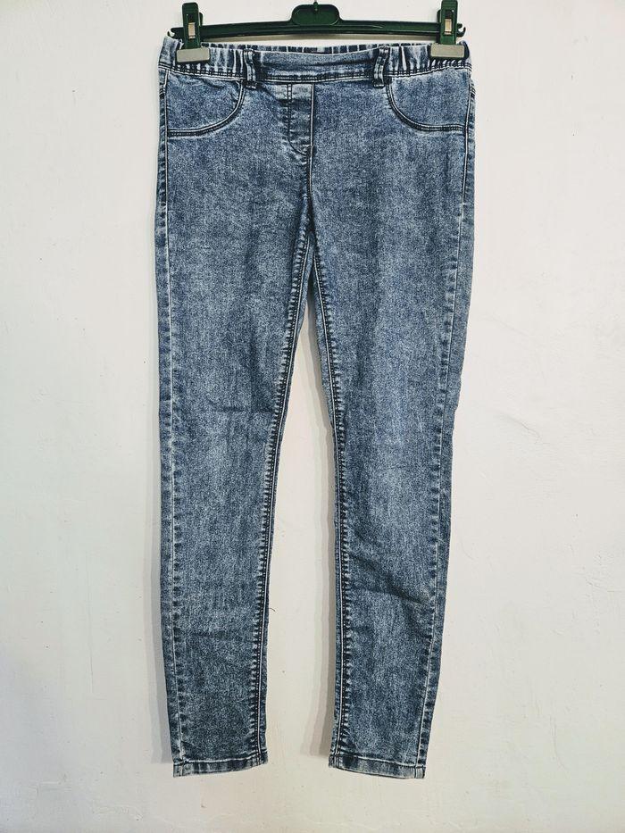 Pantalon style jean enfant unisexe - coupe skinny fit - bleu jean - 14 ans - Kiabi - photo numéro 1