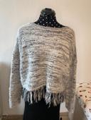 Pull d’hiver noir et gris avec franges In extenso taille M / 38