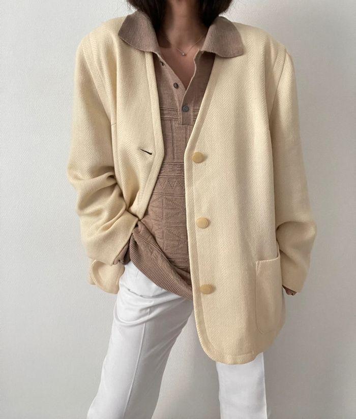 Oversized blazer crème 100% laine - photo numéro 12