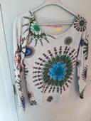 pull col V Desigual multicolore taille L