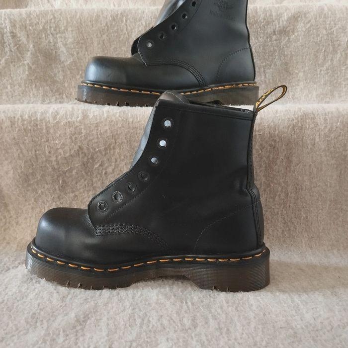 90's dm Dr.martens industriel coqué cuir noir , très bonne état taille 37 UK 4 - photo numéro 3