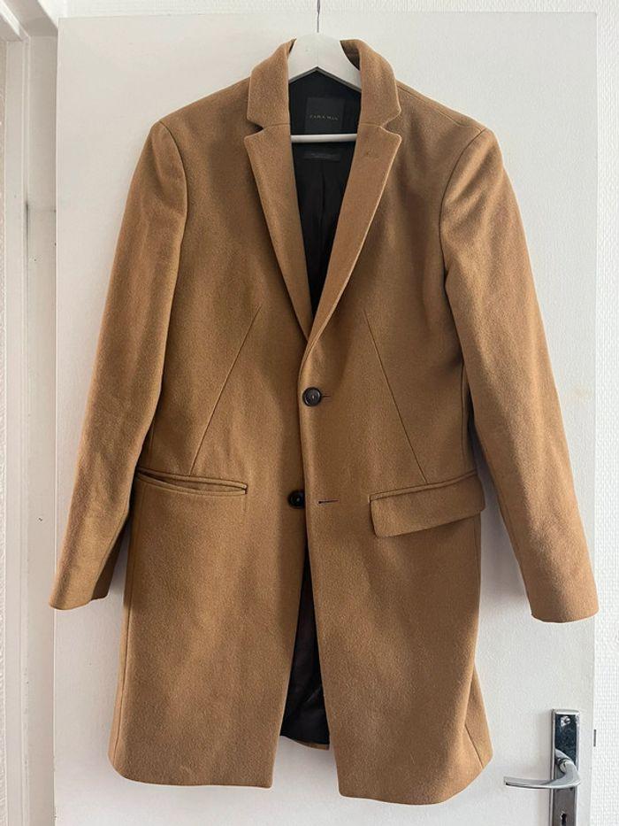 Manteau long en laine camel Zara - photo numéro 1