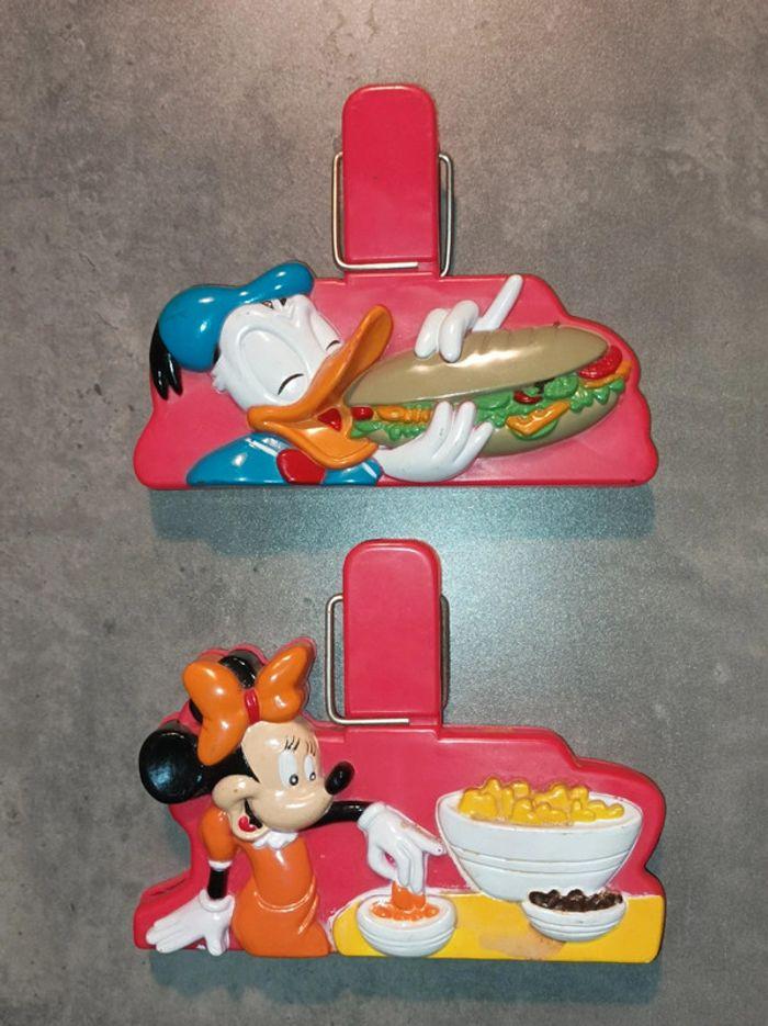 "Chef Mickey" Donald  et Minnie 90's ,pinces à sac vintage - photo numéro 1