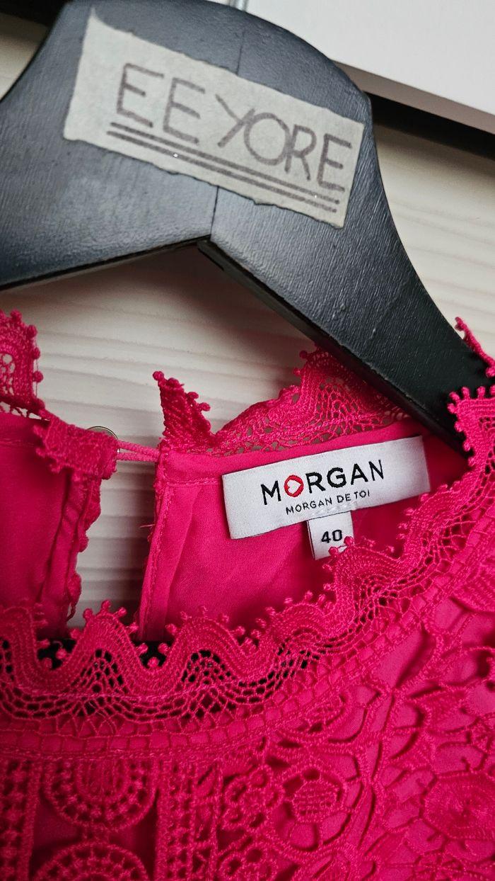 Blouse dentelle broderies guipure rose Morgan - photo numéro 4