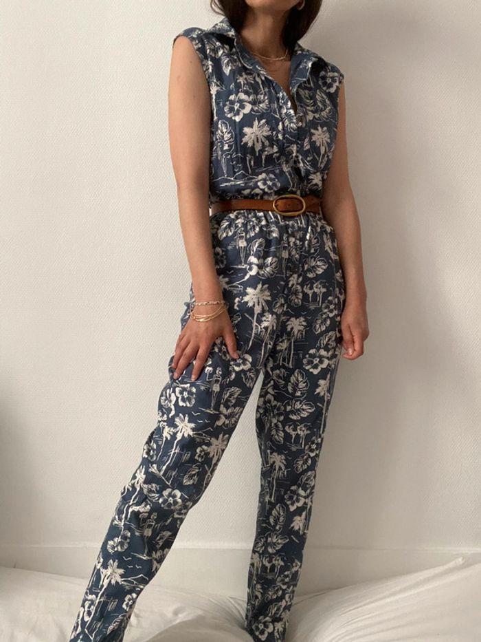 🌺Combinaison pantalon sans manches motif fleur - photo numéro 1