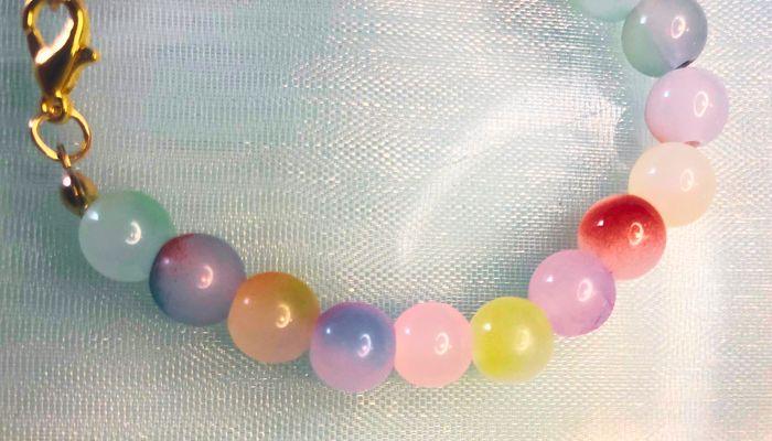 Bracelet avec perles en verre 8mm – Multicolore 1 - photo numéro 4