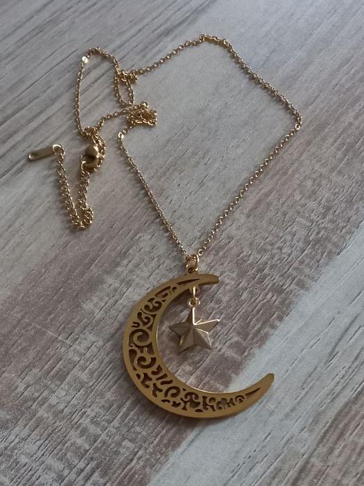 Collier doré quart de lune et étoile - photo numéro 4