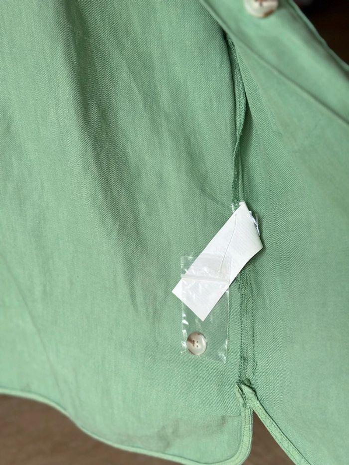 Chemise Caroll Paris en lin et coton vert clair, taille XS/S oversize - photo numéro 8