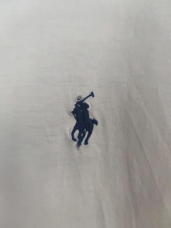 T-shirt Ralph Lauren Blanc Logo Brodé Bleu Marine Taille L Homme - photo numéro 8