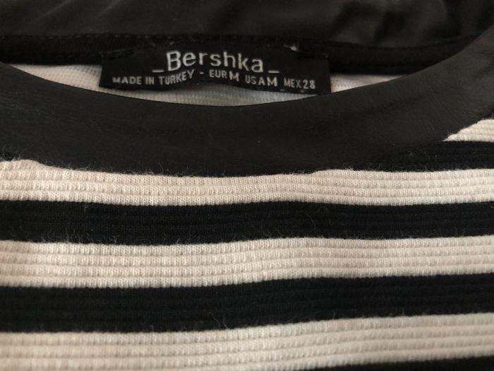 Robe Bershka rayures marine et noir empiècement cuir M 38 - photo numéro 7