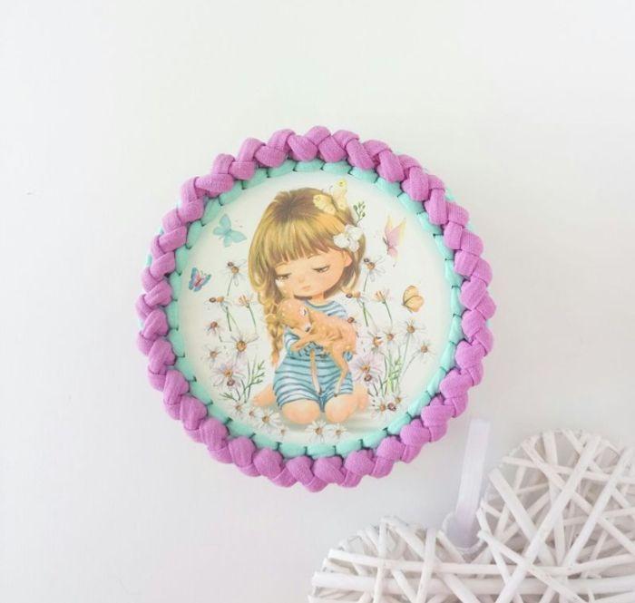 cadeau fille anniversaire baptême,panier rangement avec couvercle imprimé, coffret bijoux, déco chambre fille - photo numéro 3