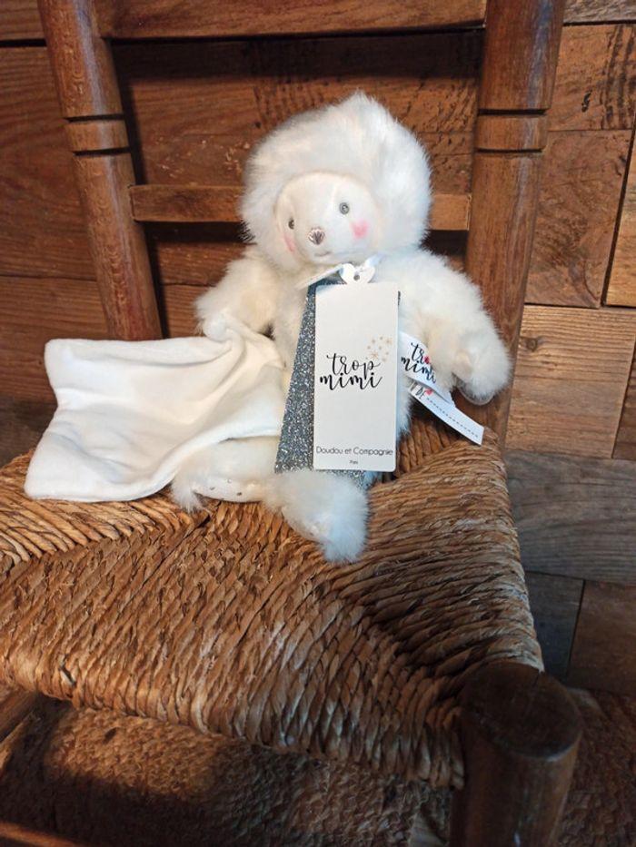 Doudou ours mouchoirs blanc doudou et compagnie tbe - photo numéro 2