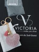 Porte clés cœur rose Victoria Bijoux Neuf