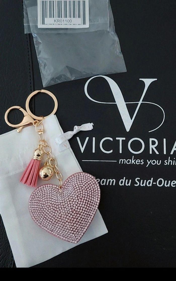 Porte cles cœur rose doré Victoria Bijoux neuf - photo numéro 1