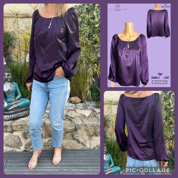 💜 blouse ml violette satinée NEW 💜